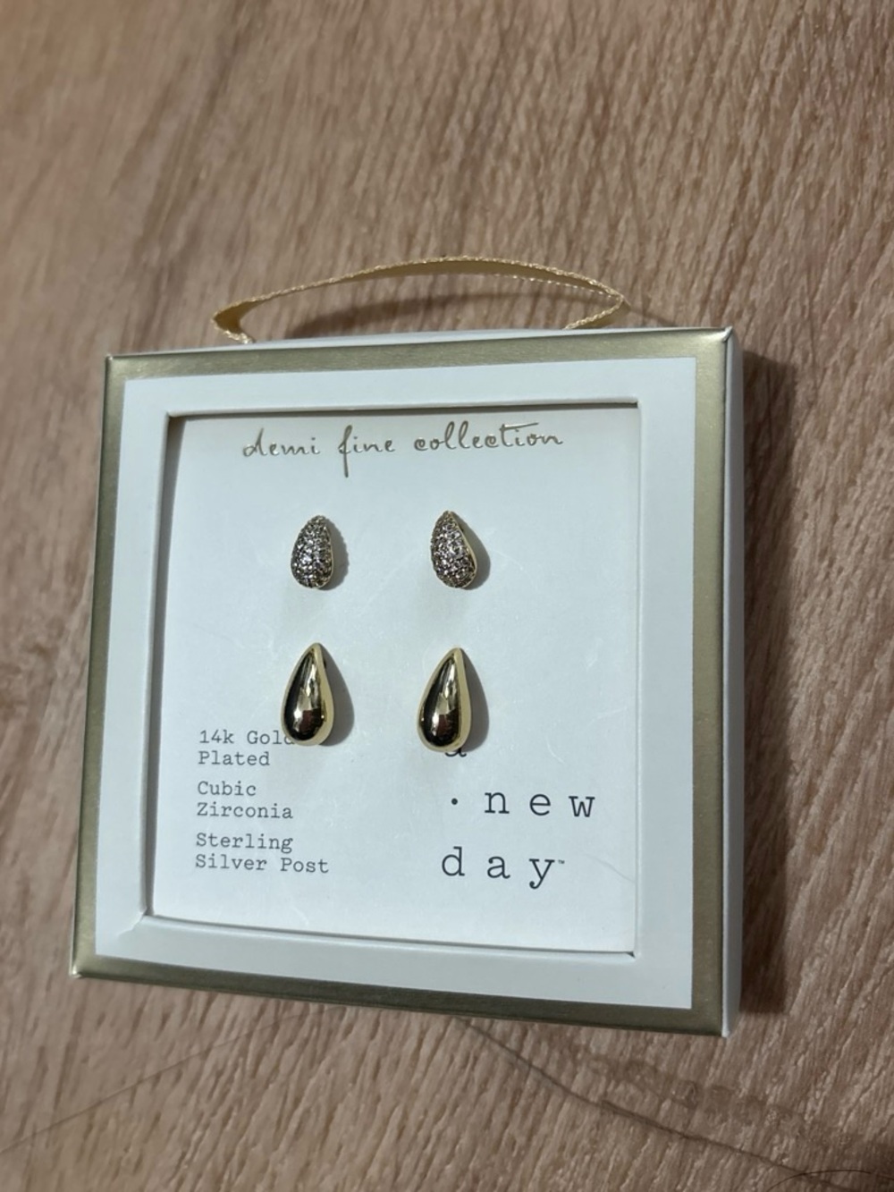 Gold Teardrop Stud Earring Set - Demi Fine Collection 14k gold plated
